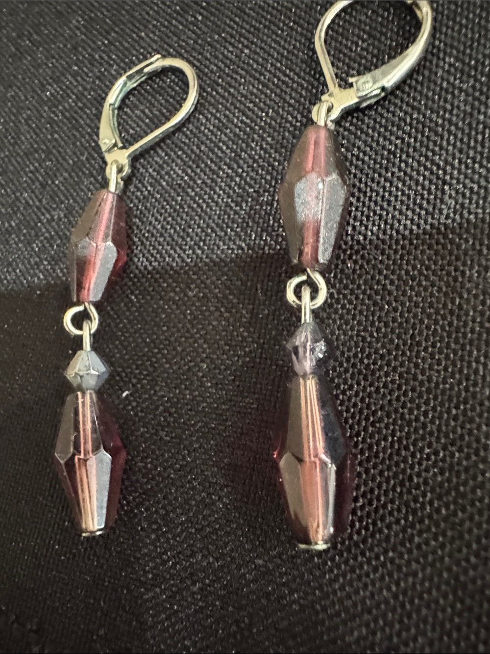 Vintage Elegant Purple Faceted Glass Drop Earrings - Women Jewelry